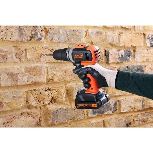 Black+Decker 18V Lithium-Ion Drill Driver With A 1.5Ah Battery 650RPM Combi Hammer - BCD003C2KGB