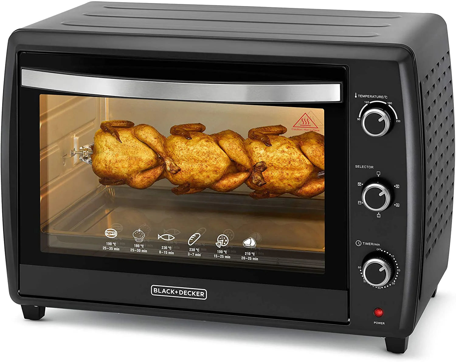 Black & Decker Double Glass Oven Toaster 70 Ltr Black