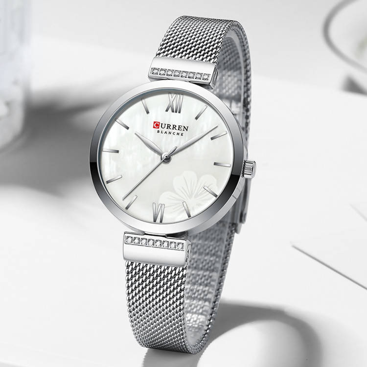 Curren Fashion Wristwatch CRN9067S-SLVR/WHT | Stainless Steel | Mesh Strap | Water-Resistant | Minimal | Quartz Movement | Lifestyle | Business | Scratch-resistant | Fashionable | Halabh.com