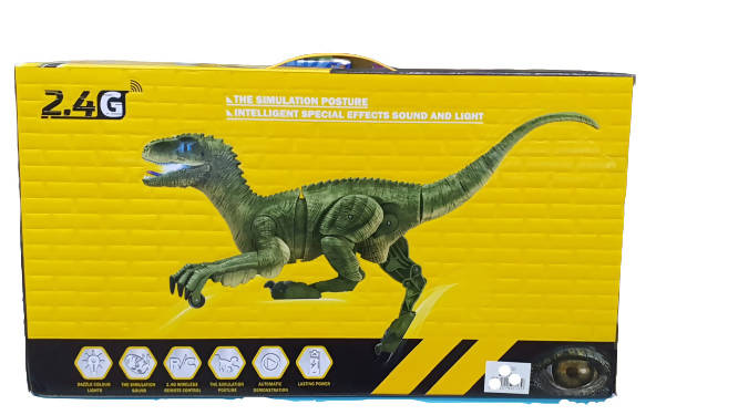 RC Dinosaur Simulation Velociraptor Intelligent Button remote control Light Roaring Toy Gift for Kids