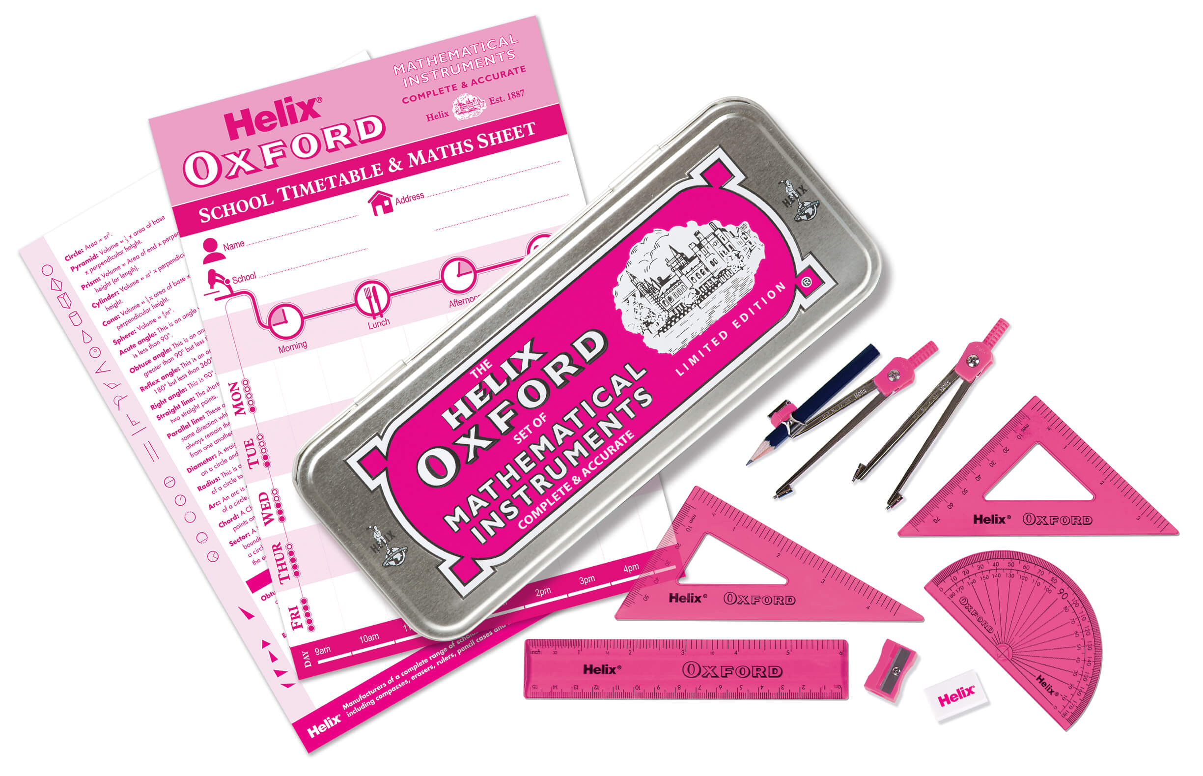 Helix Oxford Set Of Mathematical Instrument Pink