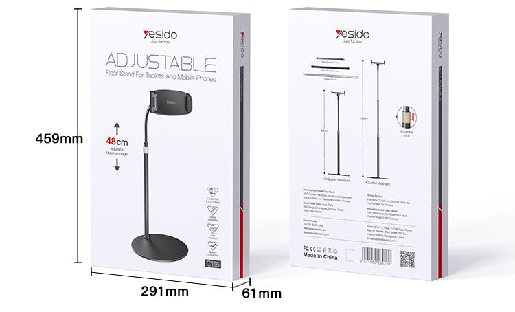 Yesido Adjustable Floor Stand For Tablets And Mobile Phones - C116