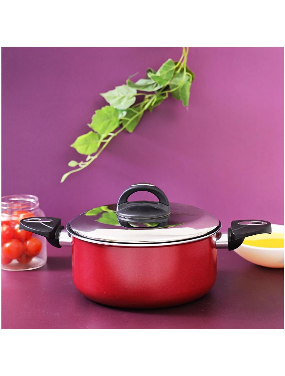 Royalford RF6440 Non-Stick Ceramic Casserole with Glass Lid 24 cm