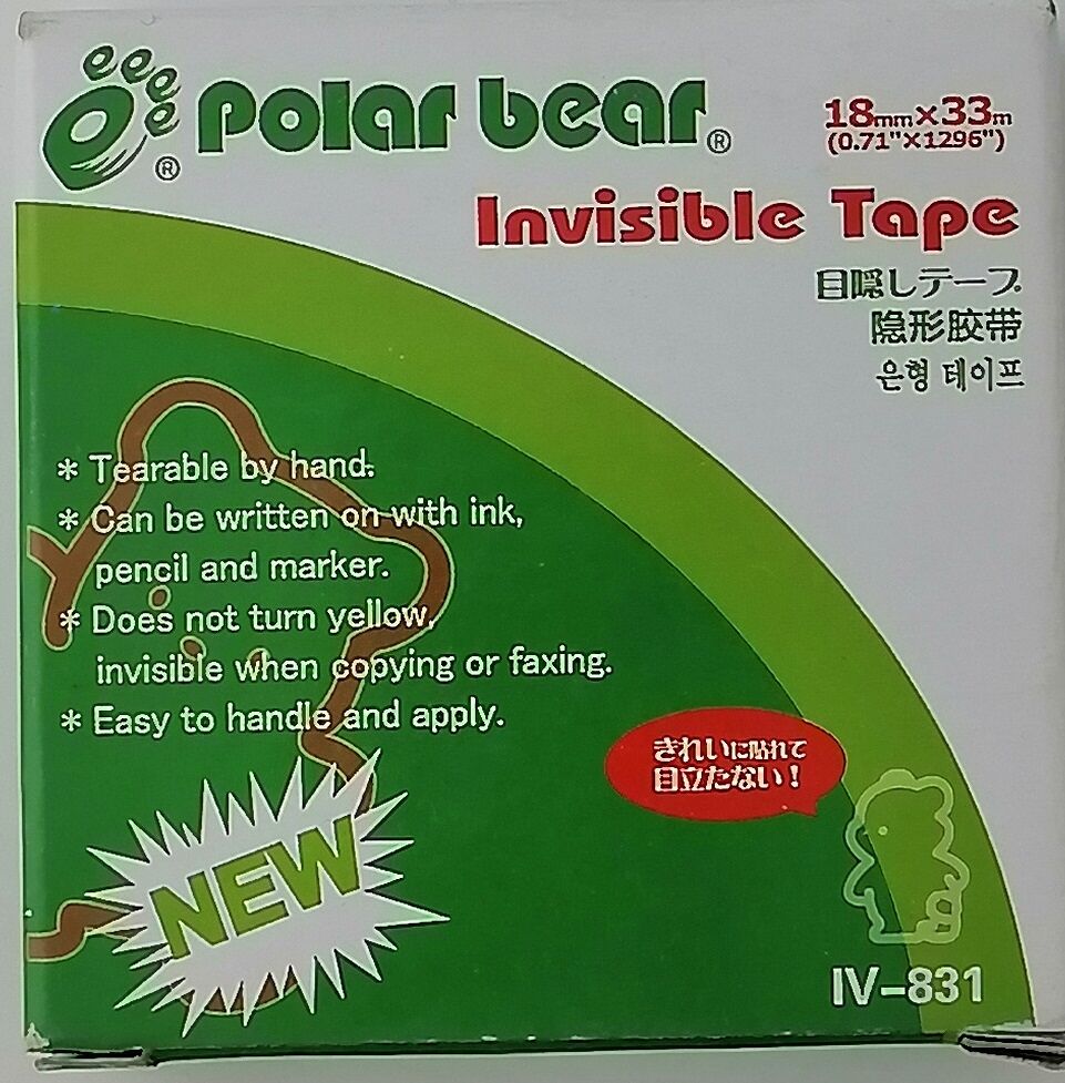 Polar Bear Invisible Tape Tearable By Hand Size 18mmx33m