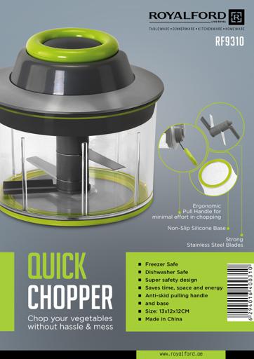 Royalford Quick Chopper Manual Chopper Stainless Steel Blades, Powerful Easy Ergonomic Pull Handle