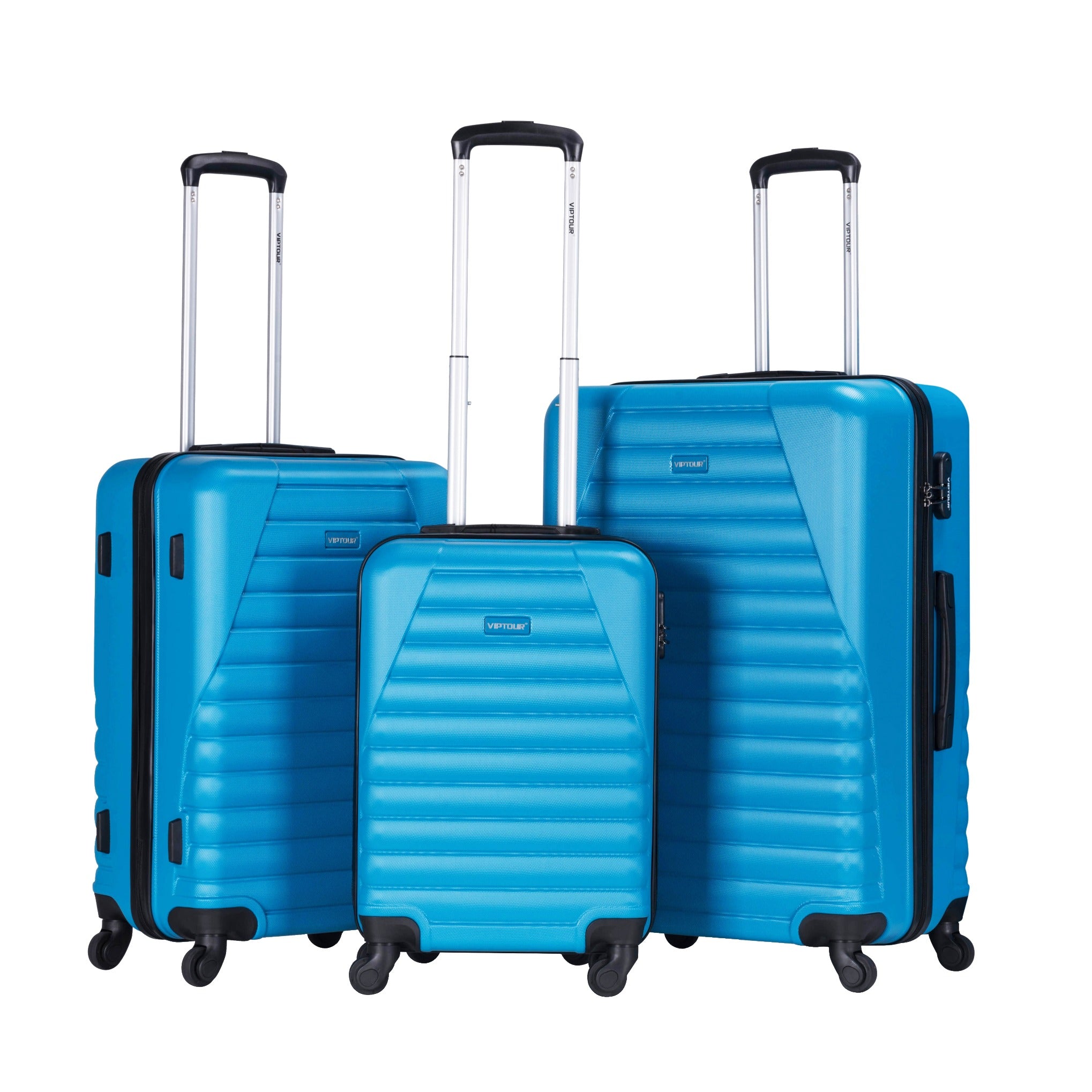 VipTour Abs Trolley Luggage 3PCS Set Light Blue