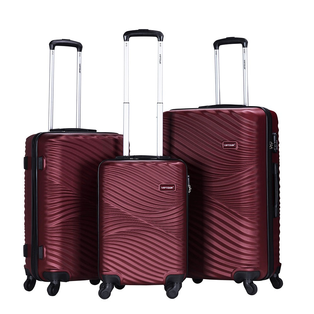 VipTour Abs Trolley Luggage 3PCS Set Burgundy