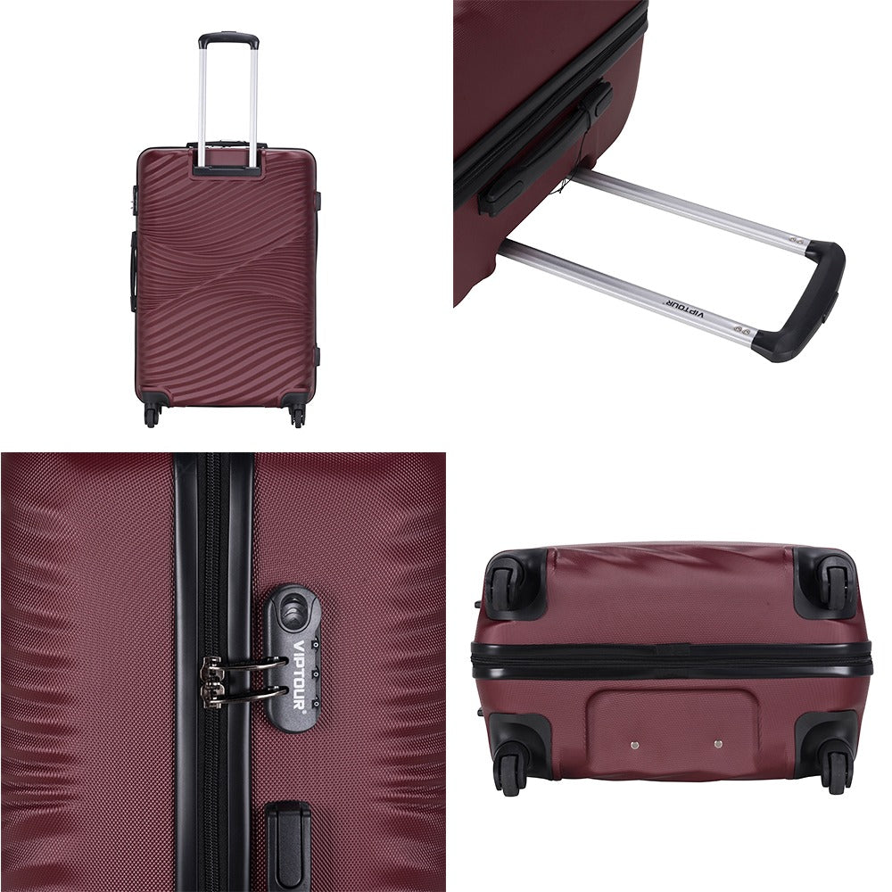 VipTour Abs Trolley Luggage 3PCS Set Burgundy