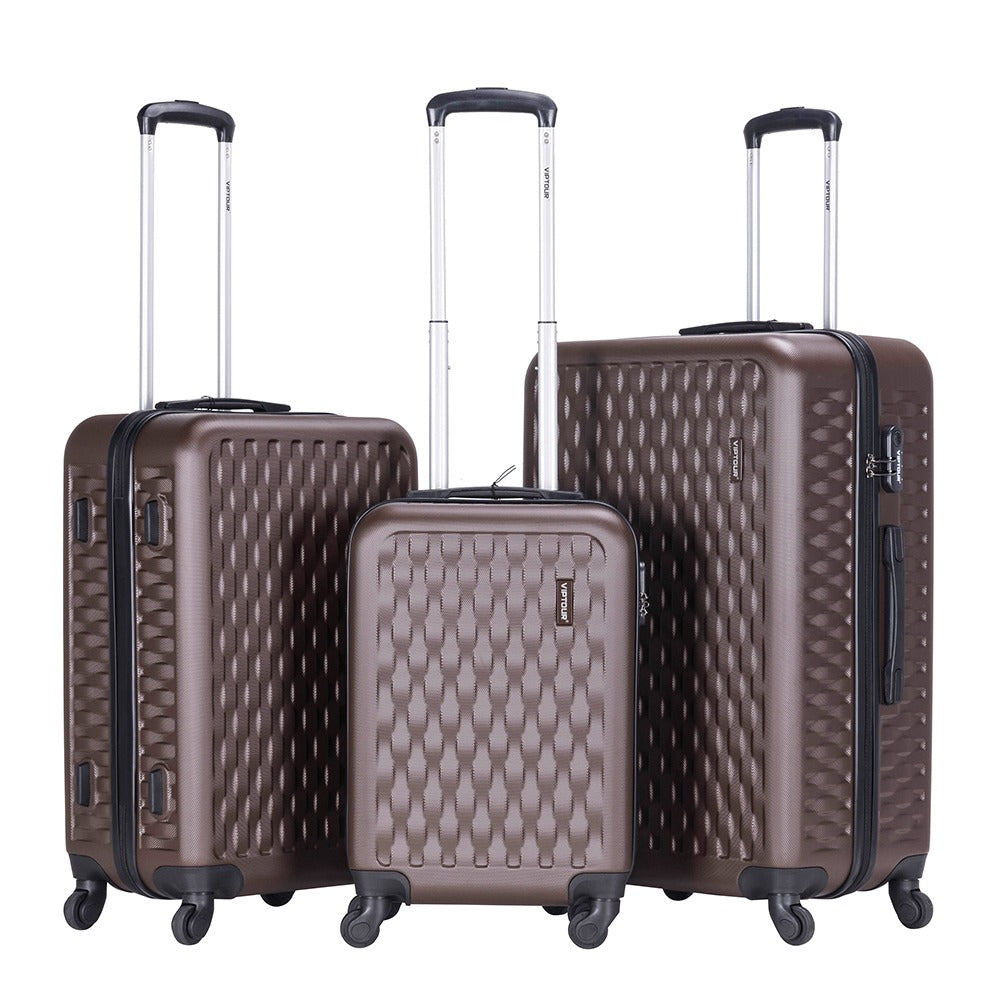 VipTour Abs Trolley Luggage 3PCS Set Brown