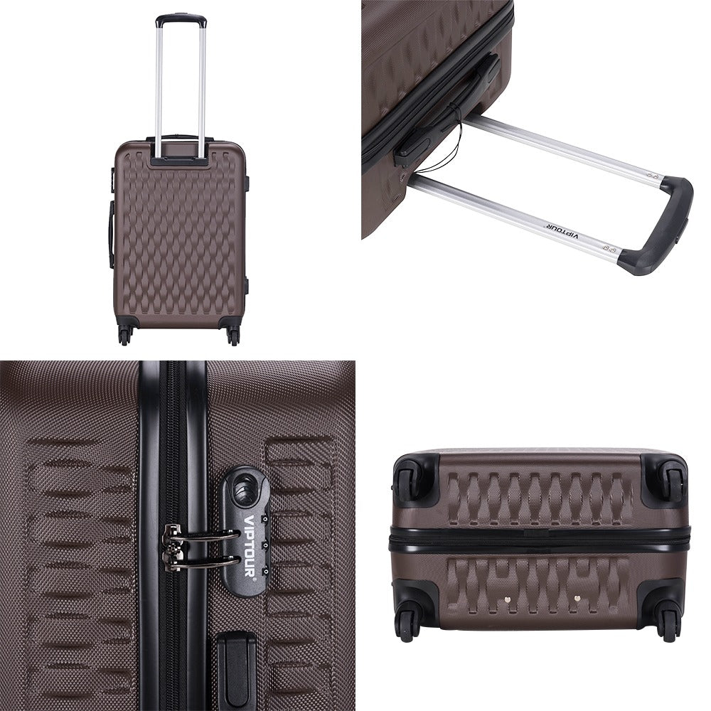 VipTour Abs Trolley Luggage 3PCS Set Brown