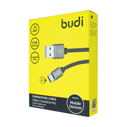 Budi Charge Cable USB Type C Faster Black