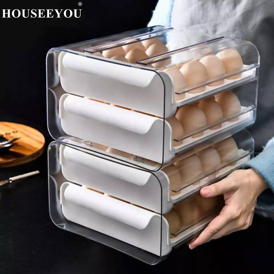 Egg Storage Box Practical Airtight PET 32 Grids Fresh Preservation Organizer Case for Fridge Portable Food Container