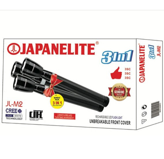 Japanelite 3 In 1 Rechargeable LED Flashlight