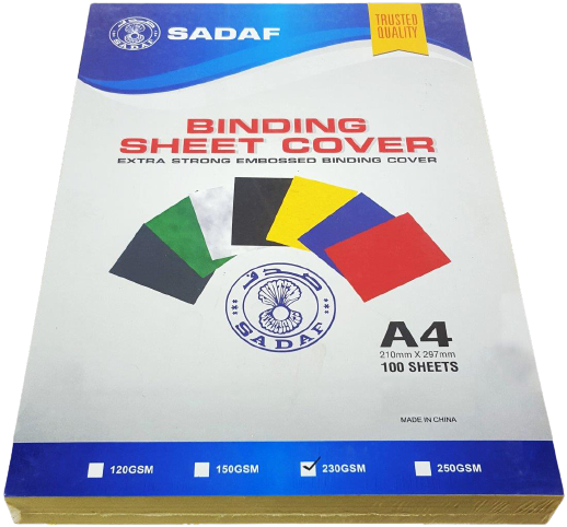 Binding Sheet Paper A4 230Gsm 100Sh Sadaf Yellow