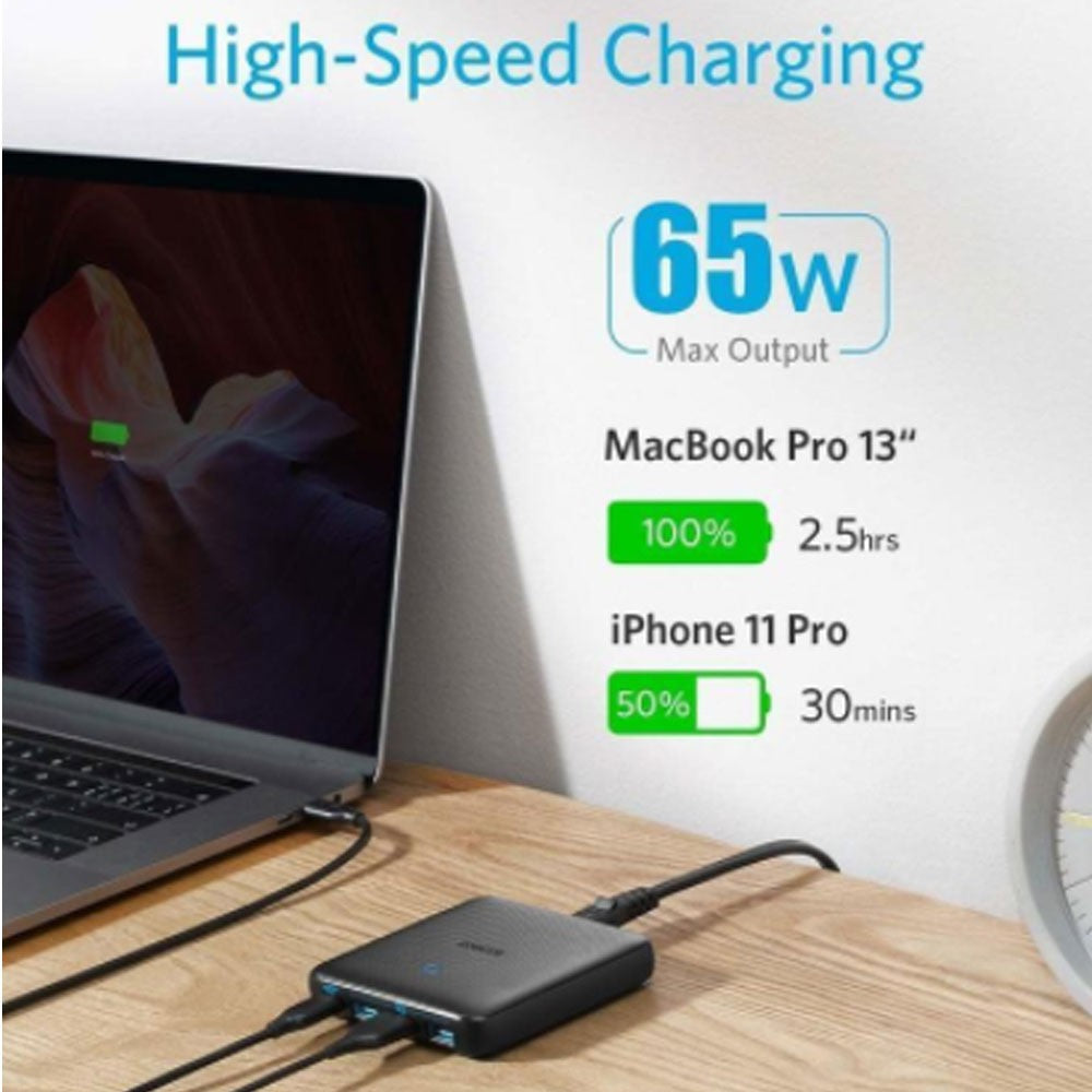 Anker Powerport Atom 4 Port 65w Slim  Black