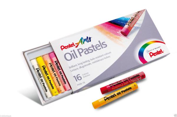 Pentel Arts Oil Pastels Kids Craft Crayon Drawing Set of 16 Color Sticks