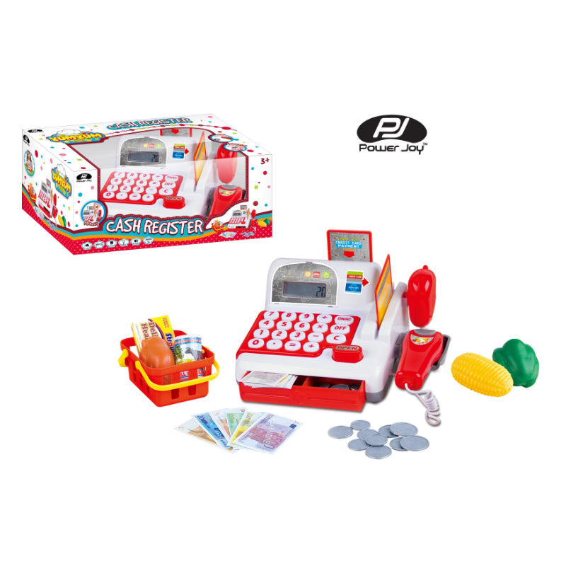 Power Joy Yumyum Cash Register Toy For Kids With Battery White & Red 62.55x36x88 cm