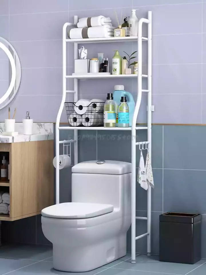 Bathroom Toilet Rack Free Punch Washing Machine Storage Artifact Wall-mounted Bathroom Toilet Toilet Washbasin Rack