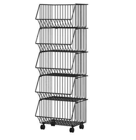 Household Multifunctional Movable Kitchen Rack Floor Trolley Multi Layer Kitchen Vegetable Basket Toy Storage Artifact