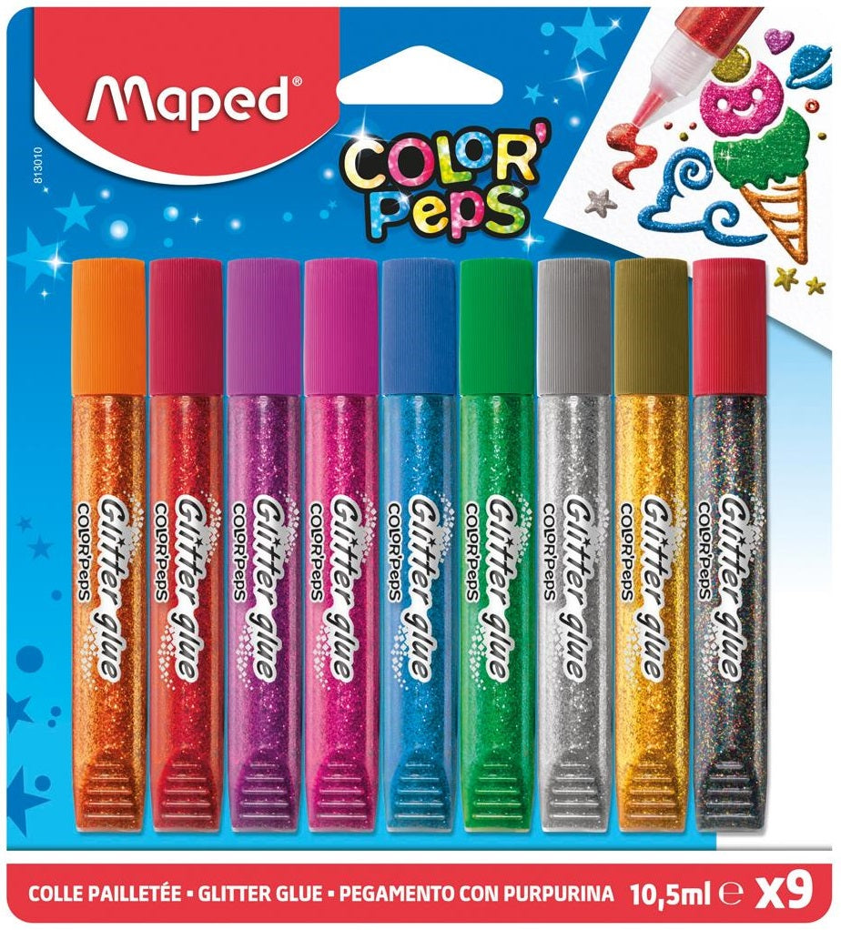 Gold Glitter Maped 10.5ml Set Of 9 pcs