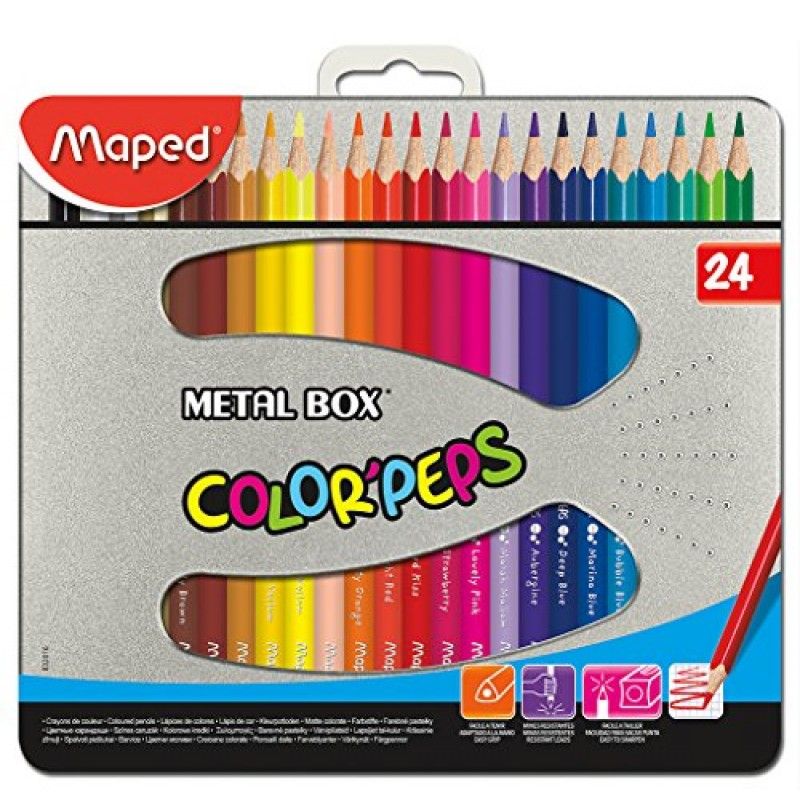 Maped Color Peps Metal Box 24 Colour Pencils