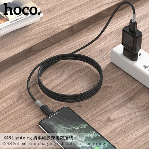 Hoco Soft Silicone Charging Data Cable For Lightning Black