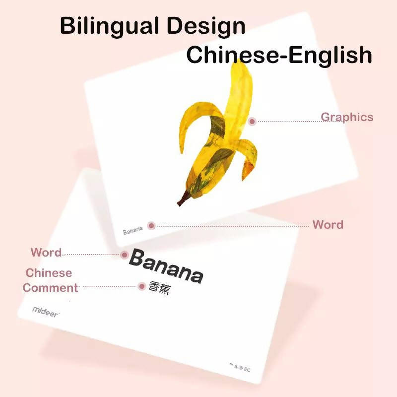 Children's Cognitive Cards Bilingual Early Learning Literacy Pinyin English Word Cards Mind Game Gifts For Children