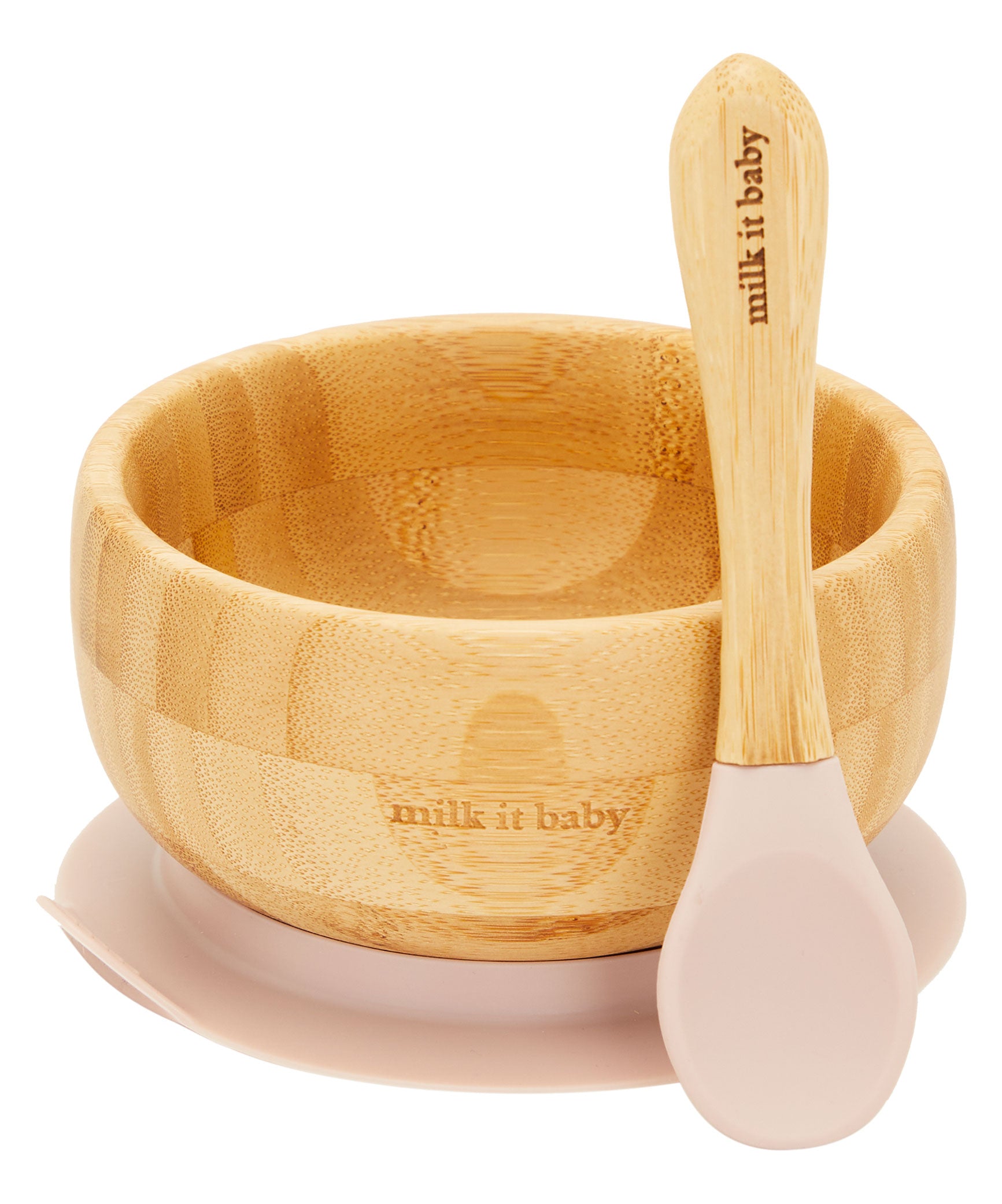 Avanchy Bamboo Stay Put Baby Bowl & Spoon, Pink