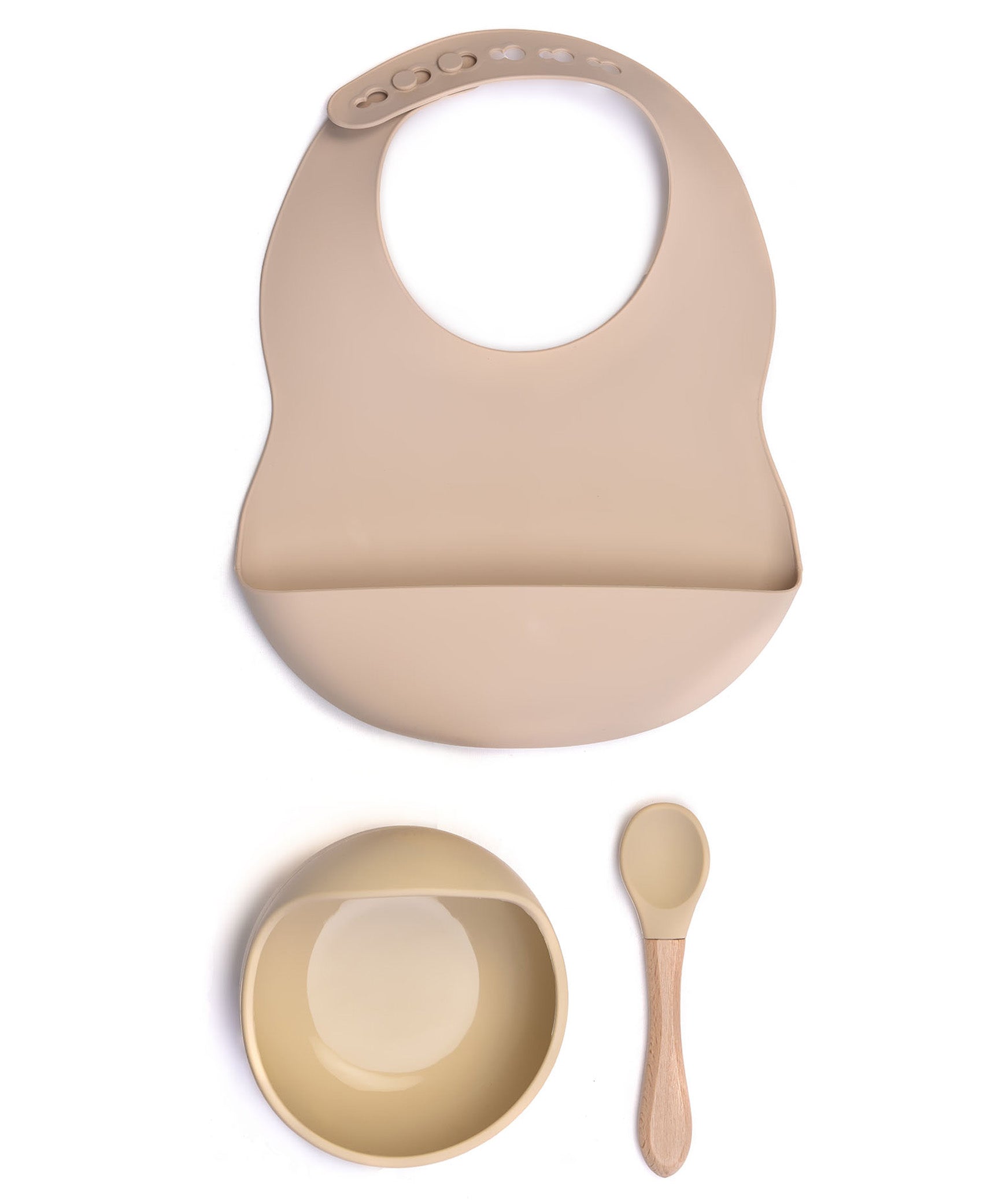 Milk It Baby Sandy Beige Bib & Bowl Set Food Grade Silicone Set | Baby Products | Halabh.com