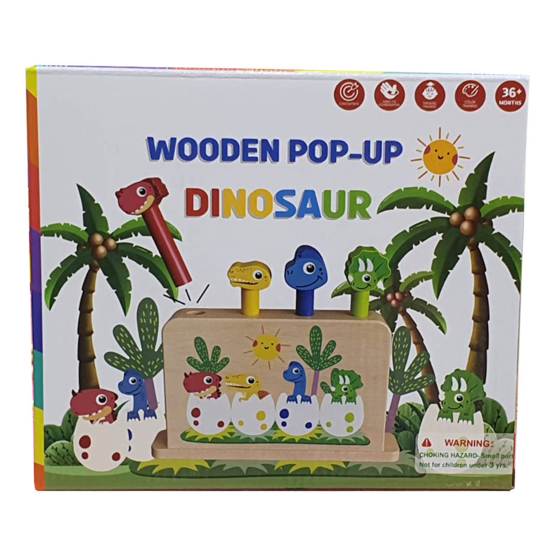 Wooden Pop Up Toy Dinosaur Montessori Games Preschool Educational Learning Toys