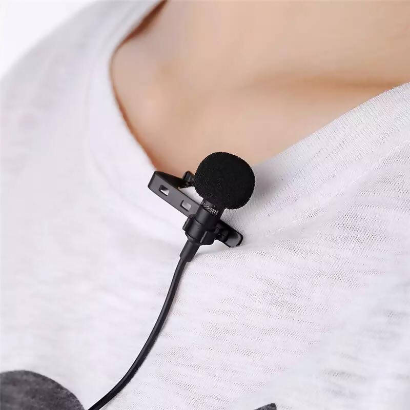 Portable Clip-on Lapel Lavalier Microphone 3.5mm Jack Hands-free Mini Wired Condenser Microphone