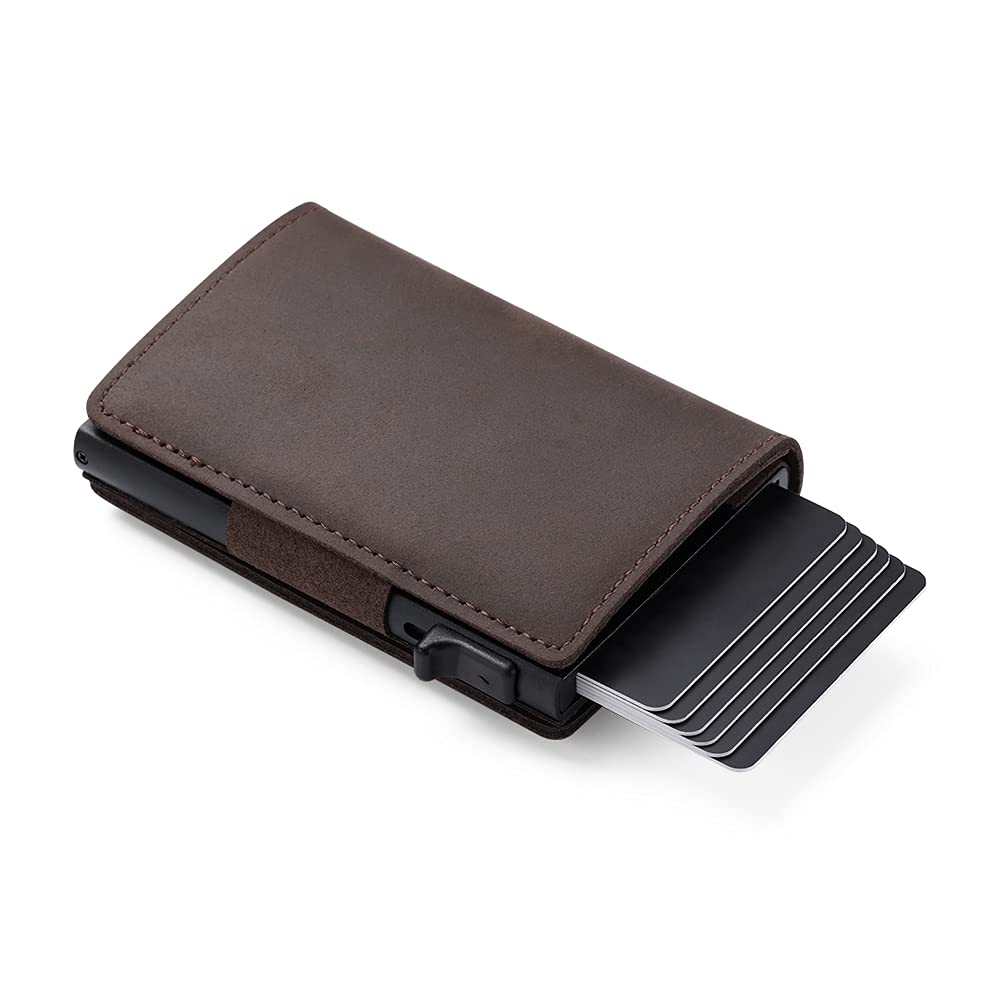 Arabian Oryx RFID Blocking Genuine Leather Men's wallet with AirTag Holder (Dark Brown)