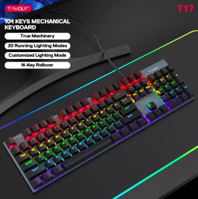 T-Wolf T17 Mechanical Keyboard - Mixed RGB Light RGB