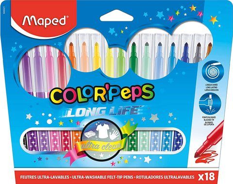 Maped Color Peps Felt Tip 18Col Color Box  MD-845021