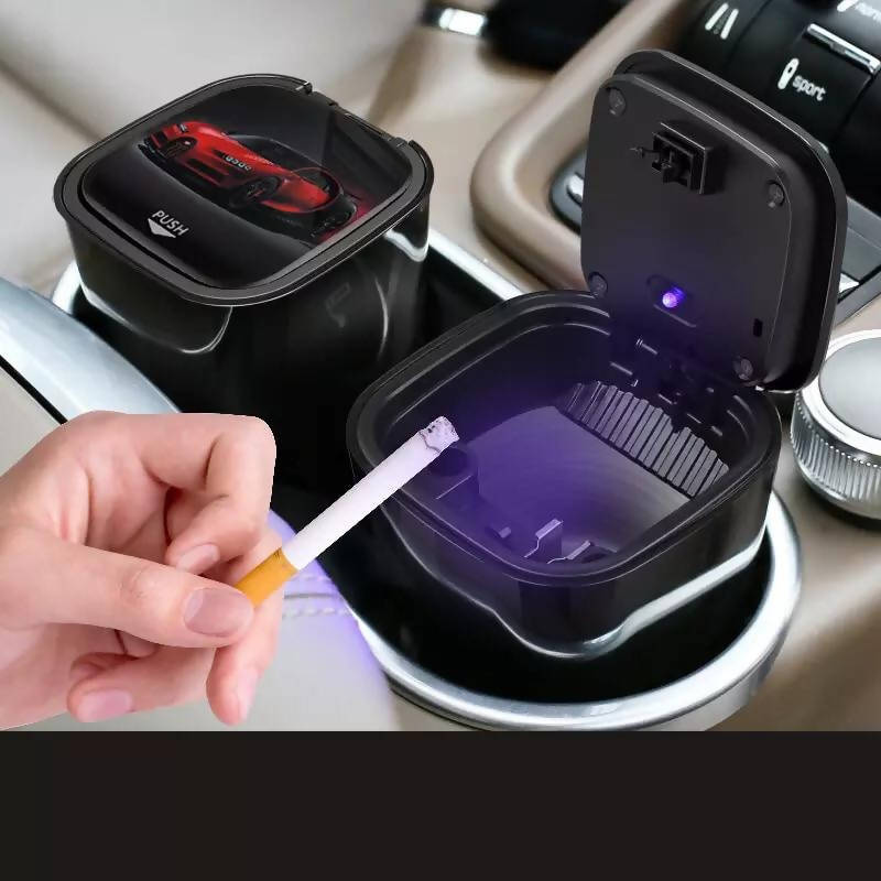 Car ashtray accessories multi function ashtray With Blue LED Light cover automatic smoking car interior flame retardant