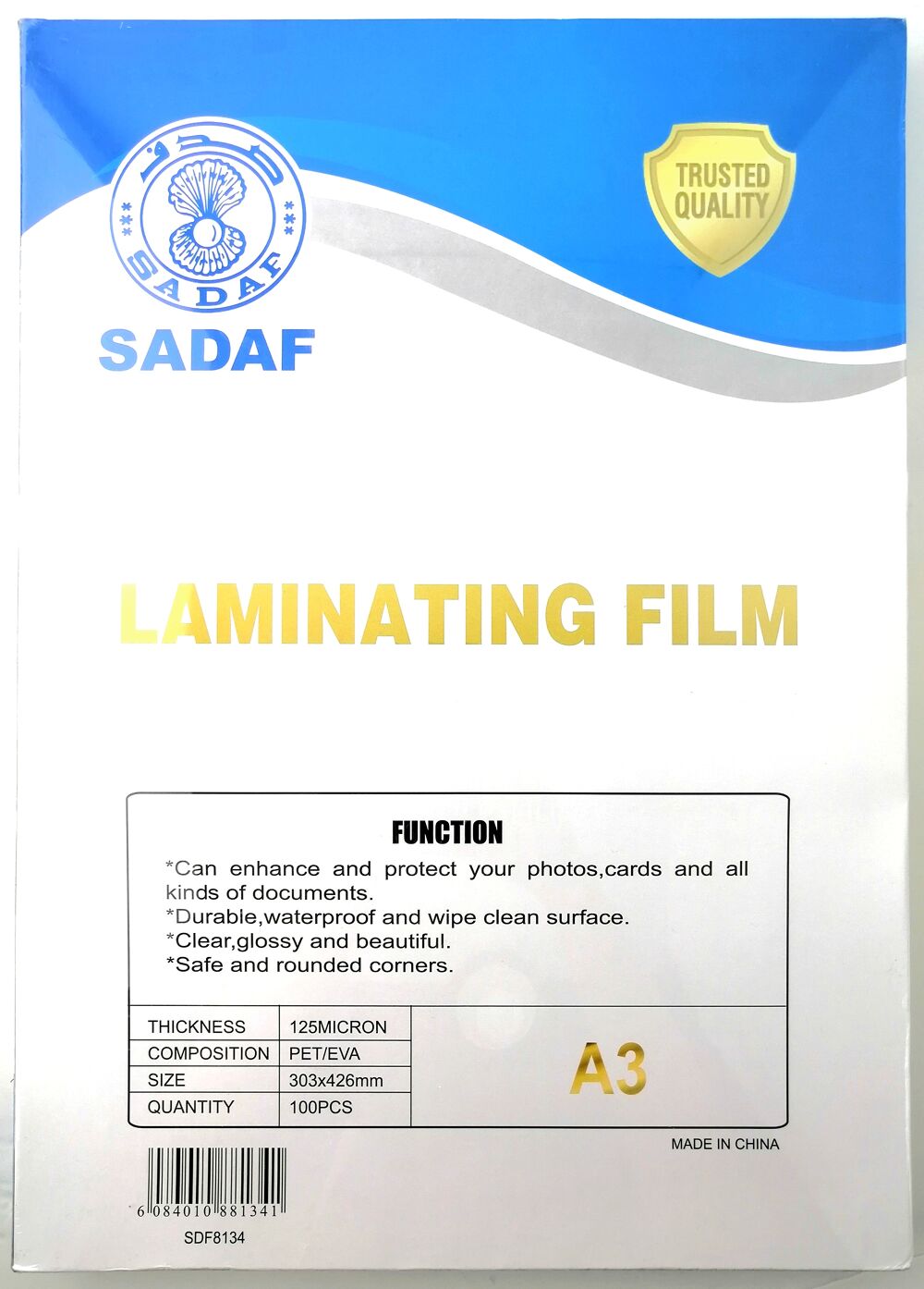 Sadaf Laminating Film Size 303x426mm 100 Pcs Wipe Clean Surface