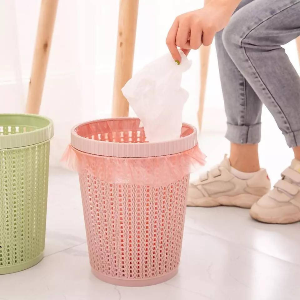 Household Self-pumping Garbage Bag Trash Can Round Pressure Ring No Lid Plastic Trash Can Plastic Bucket Living Room Kitchen