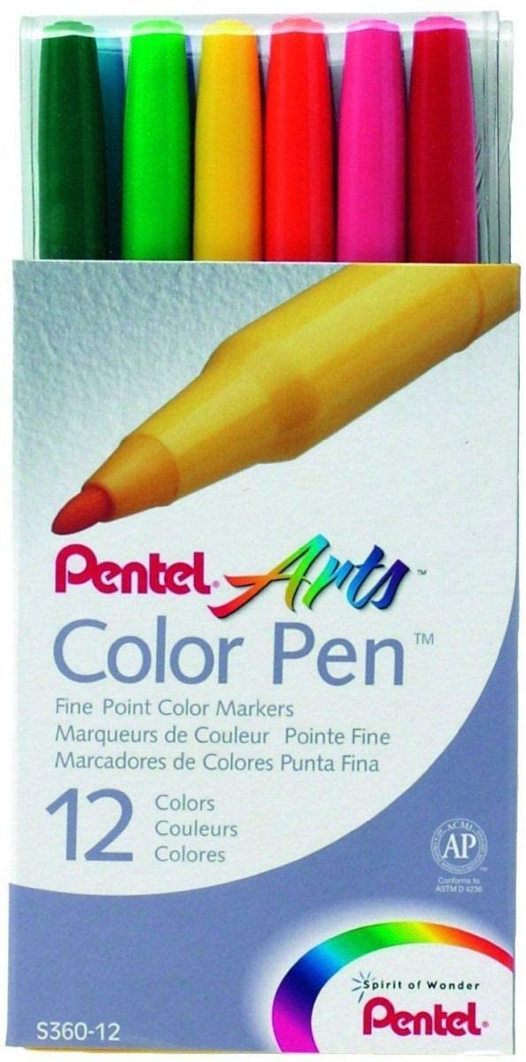 Pentel 12 Assorted Colors Color Pen Set