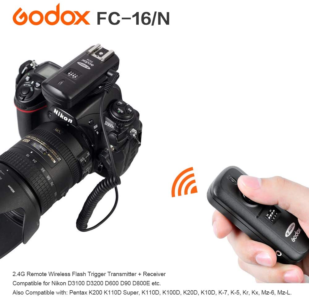 Godox FC-16 2.4G 16 Channels Wireless Studio Flash Trigger + Receiver for Nikon Cameras (FC-16/N)