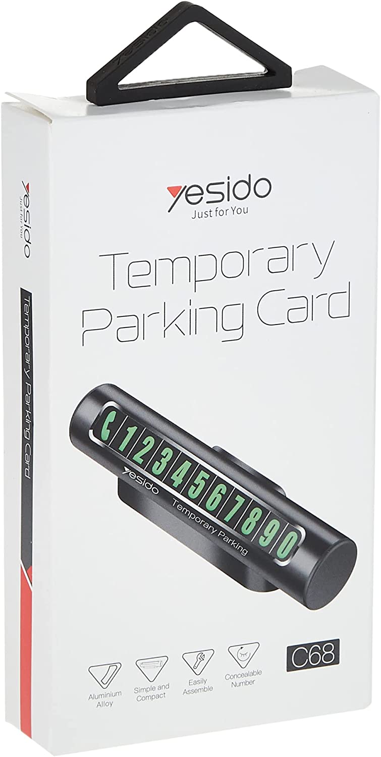 Yesido Temporary Parking Number Plate Black - C68