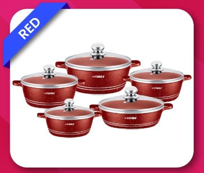 Star Gold 10PCs Marble Cookware Set