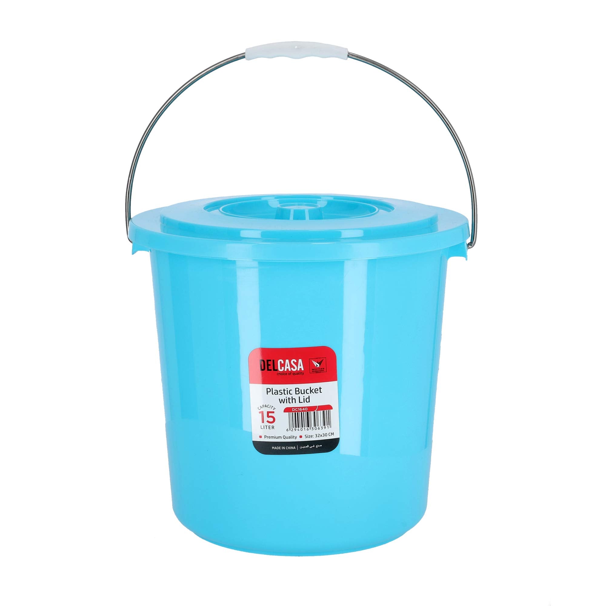 Delcasa Plastic Bucket with Lid | Capacity 15L | Color Blue | Bathroom Accessories in Bahrain | Halabh