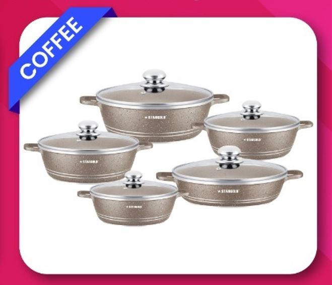 Star Gold 10PCs Marble Cookware Set