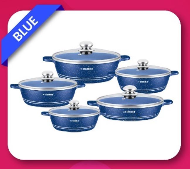 Star Gold 10PCs Marble Cookware Set