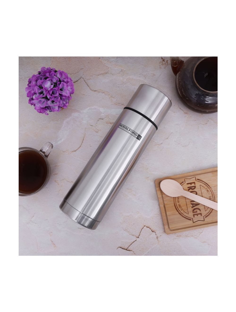 Royalford Stainless Steel Vacuum Bottle1Liter Silver