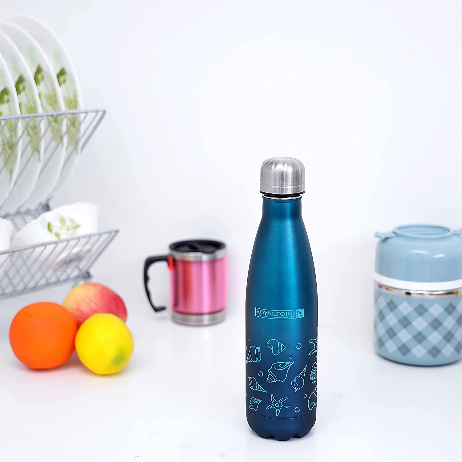 Royalford Stainless steel Double Wall Vacuum Bottle 500 Ml Blue