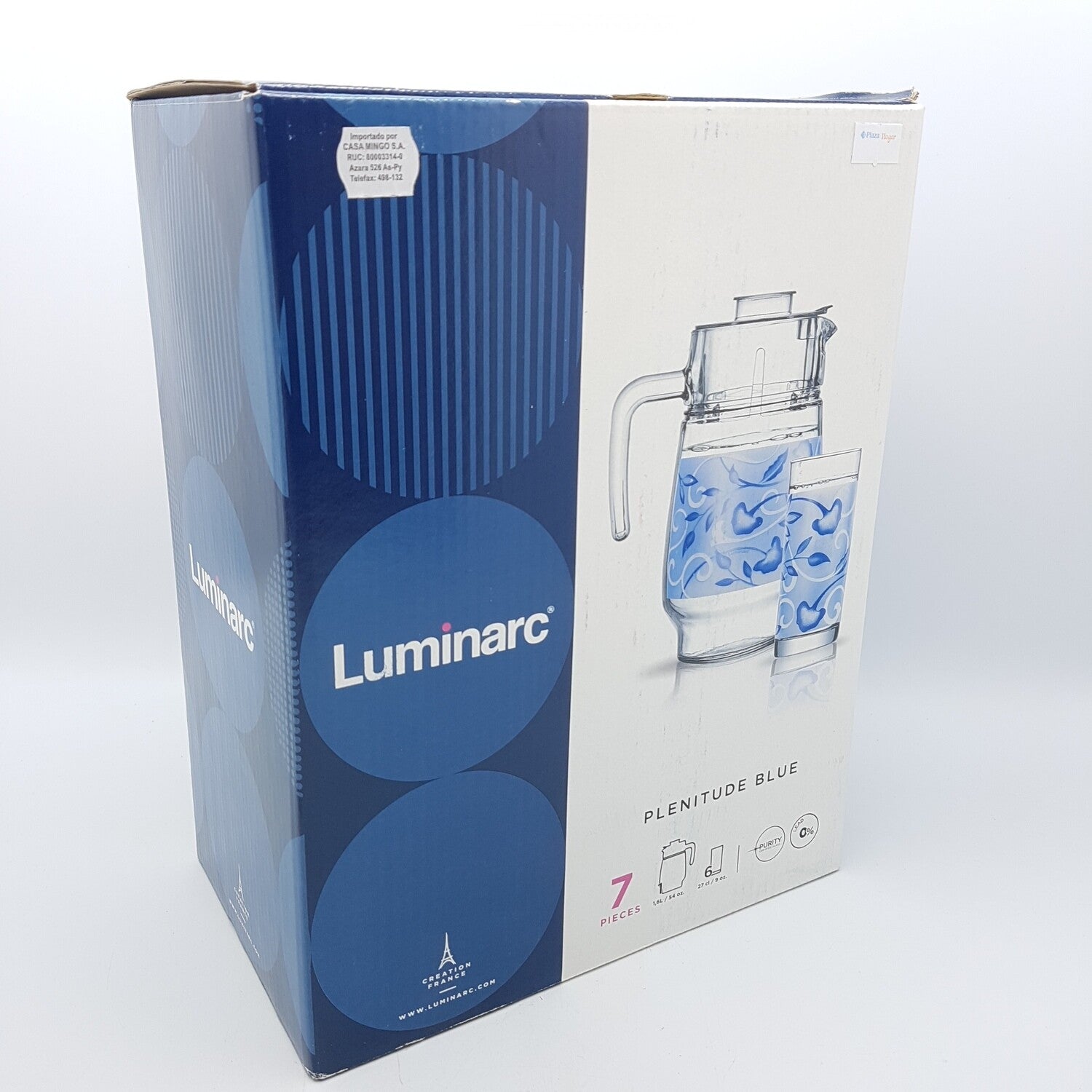 Luminarc Set 7pcs Jug With Glasses Plenitude Blue