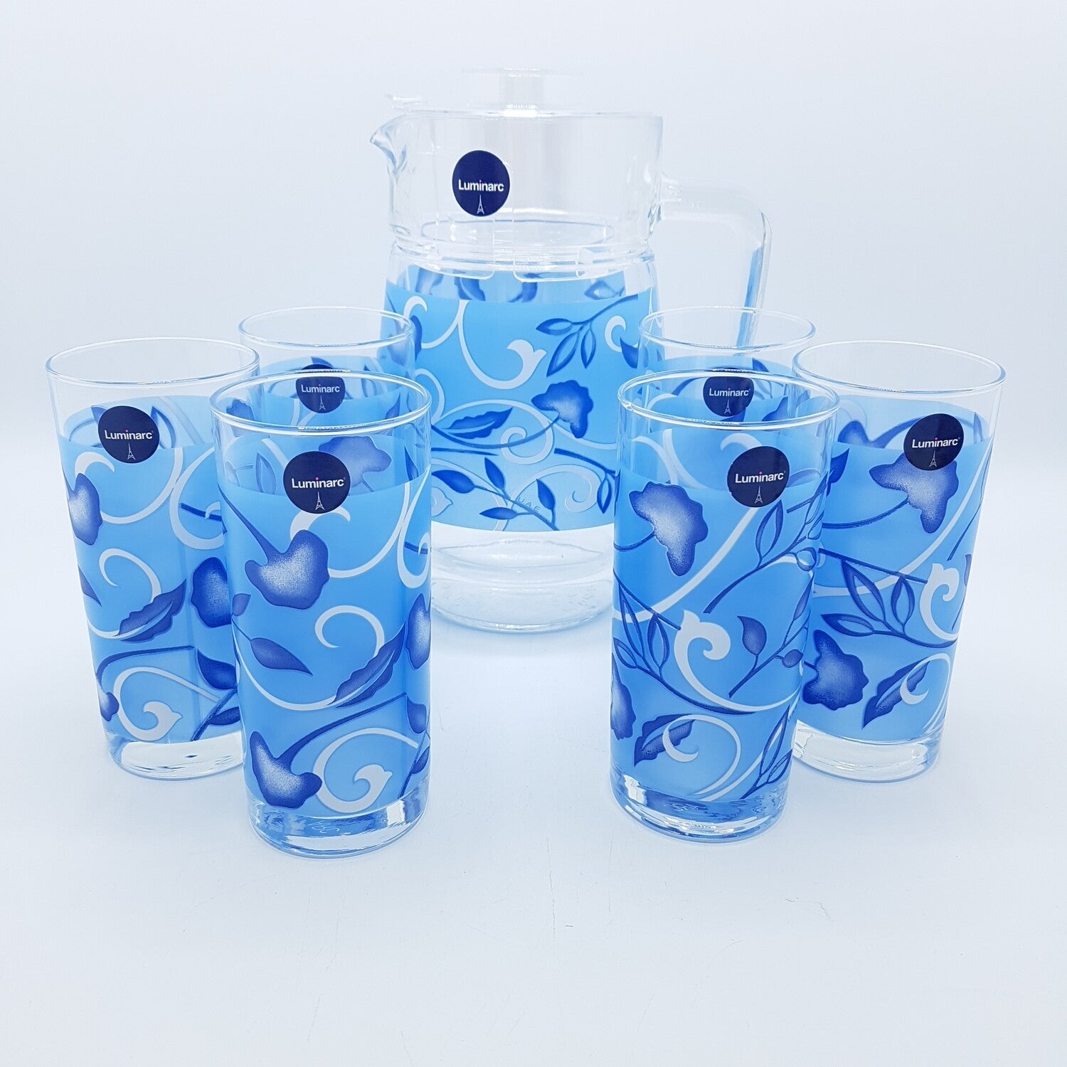 Luminarc Set 7pcs Jug With Glasses Plenitude Blue