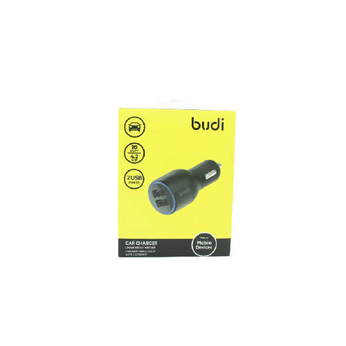 Budi M8J109 2 USB Car Charge With LED Blue Ring Indicator-BLACK