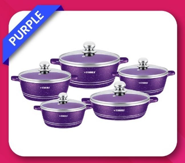 Star Gold 10PCs Marble Cookware Set